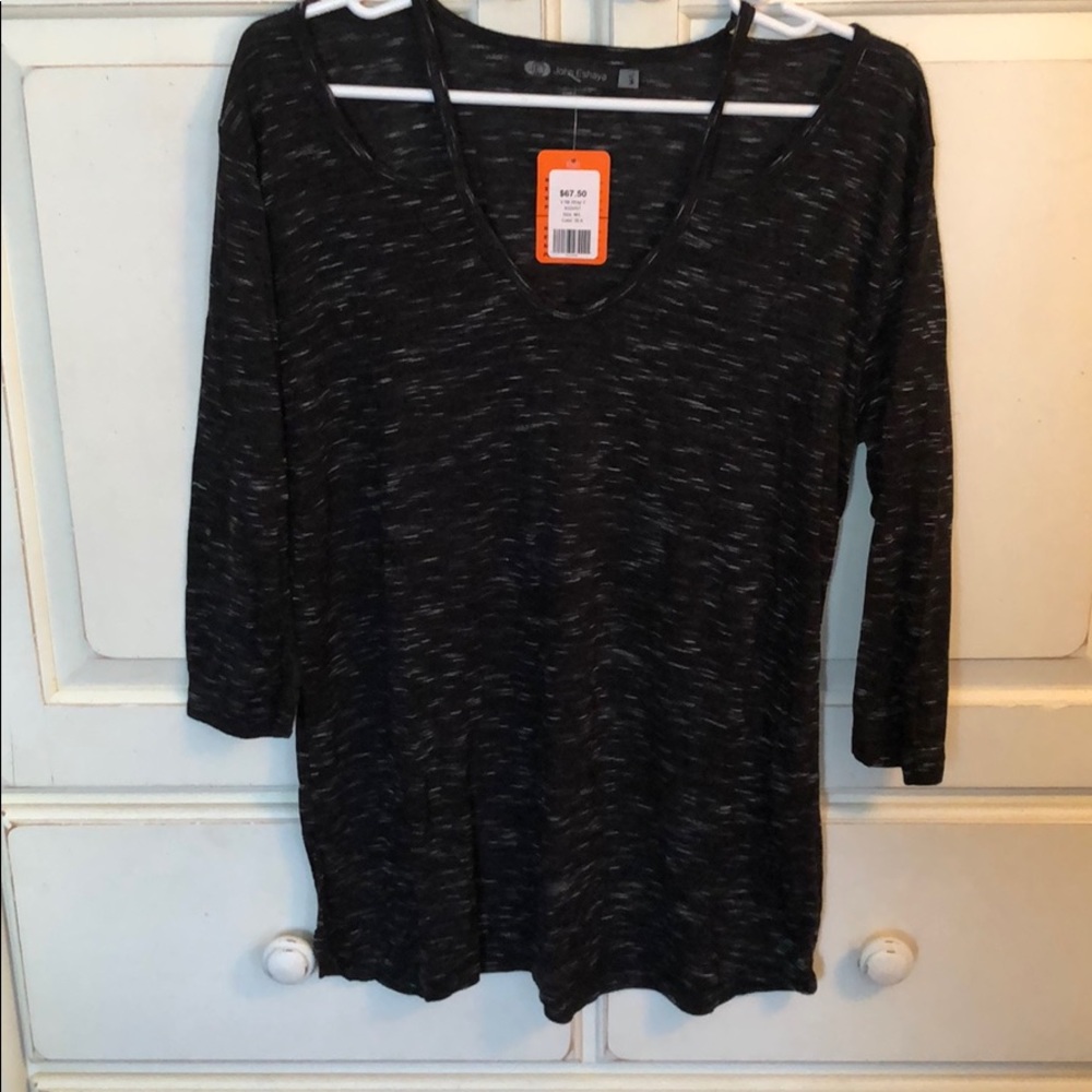 New John Eshaya 3/4 sleeve black blouse size M/L